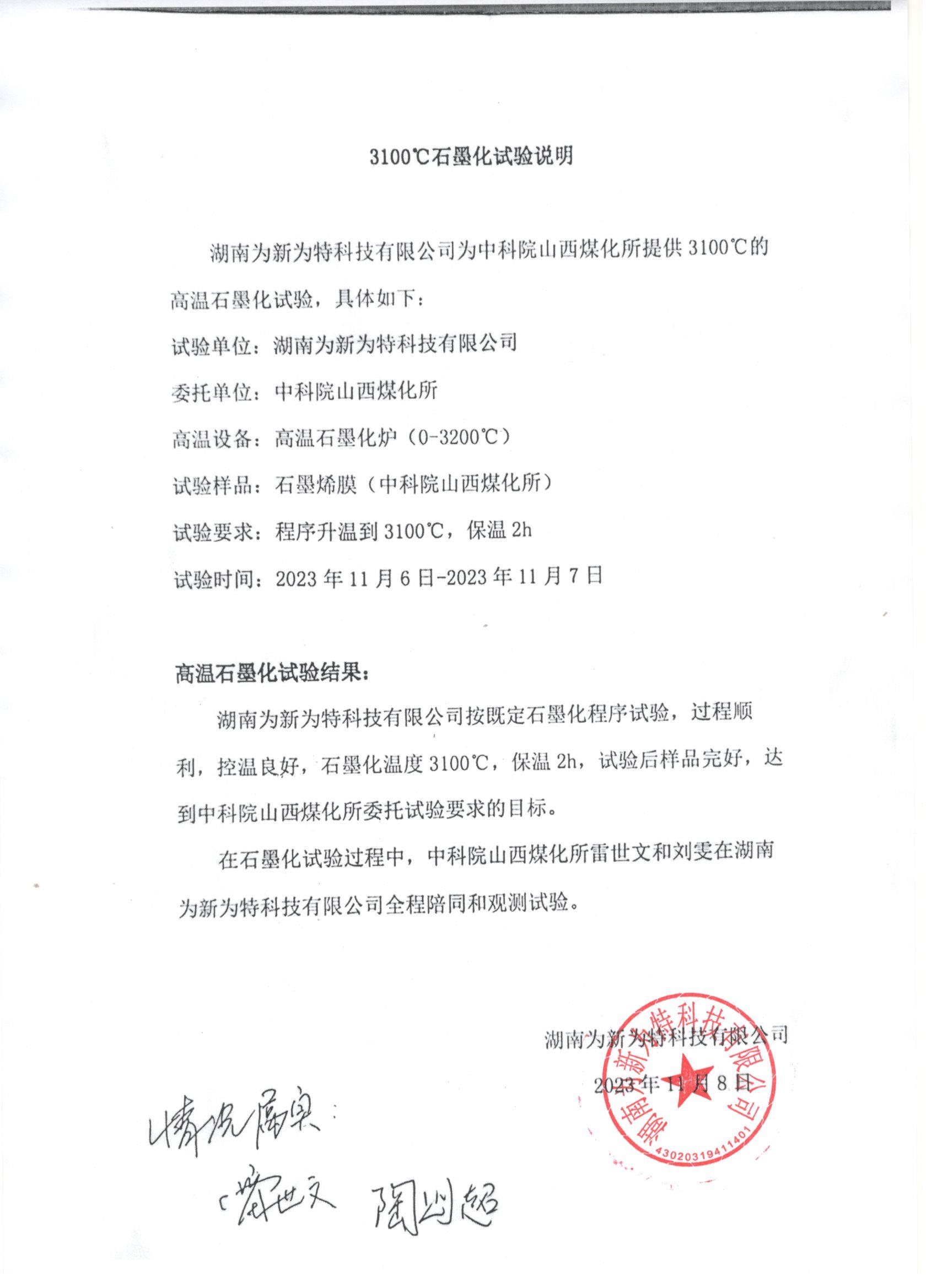 3100℃保溫2小時，測試結(jié)果成功